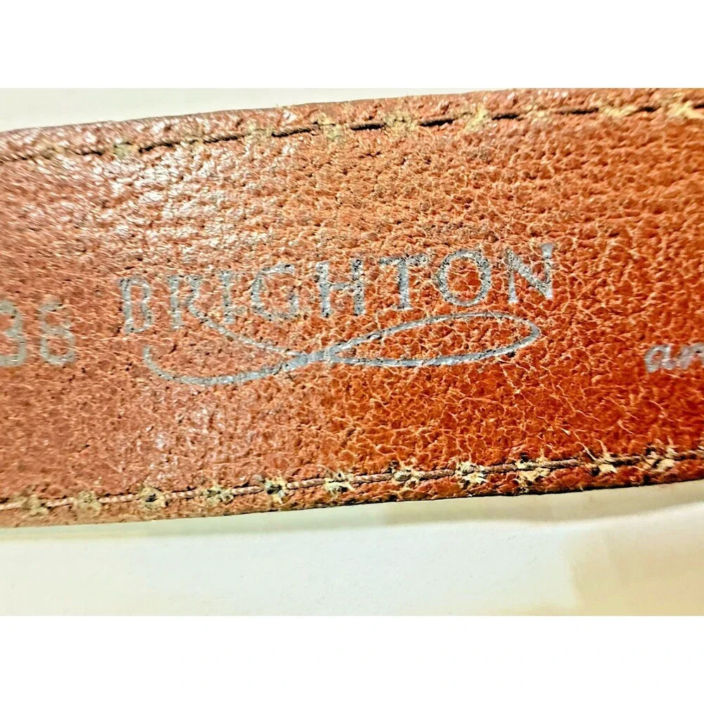 Brighton Men’s Brown Leather Belt 40 Croc Embossed Dress Vintage 1990s Handcraft